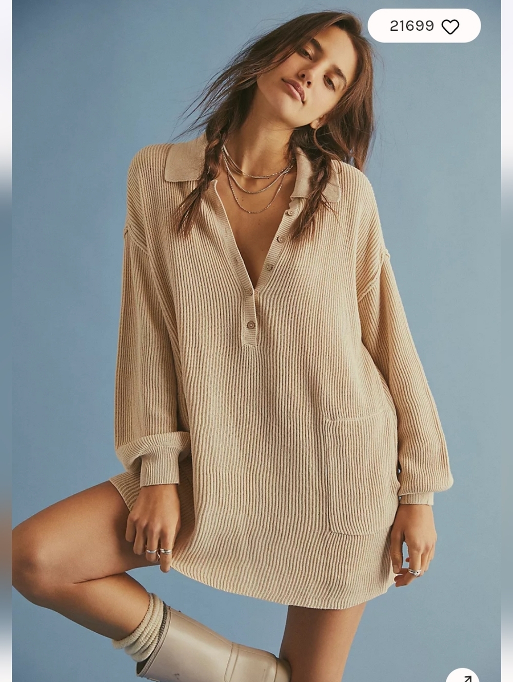 Free People Beach Mini Sweater Picnic Dress
